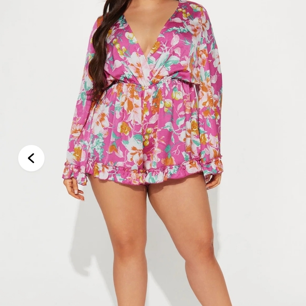 Floral Pink Long Sleeve Romper